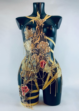 Load image into Gallery viewer, ARTEMISIA - Golden Lace & Rhinestone Chandelier Bodycage