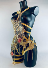 Load image into Gallery viewer, ARTEMISIA - Golden Lace & Rhinestone Chandelier Bodycage