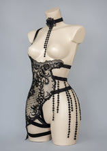 Load image into Gallery viewer, VIDA *Ready to Ship* One Shoulder Black Lace Bodycage UK 10-12/US 6-8/EU 38-40