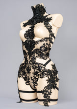 Load image into Gallery viewer, MAGIE NOIRE - Couture Black Beaded Lace Bodycage