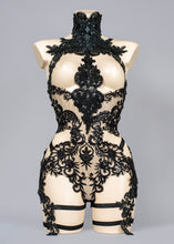 Load image into Gallery viewer, MAGIE NOIRE - Couture Black Beaded Lace Bodycage