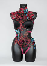 Cargar imagen en el visor de la galería, SUMMON THE FIRE - Crystal Beaded Lace & Butterfly Bodycage
