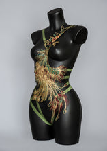 Load image into Gallery viewer, MAYURAH - Gold Sequin Peacock Bodycage