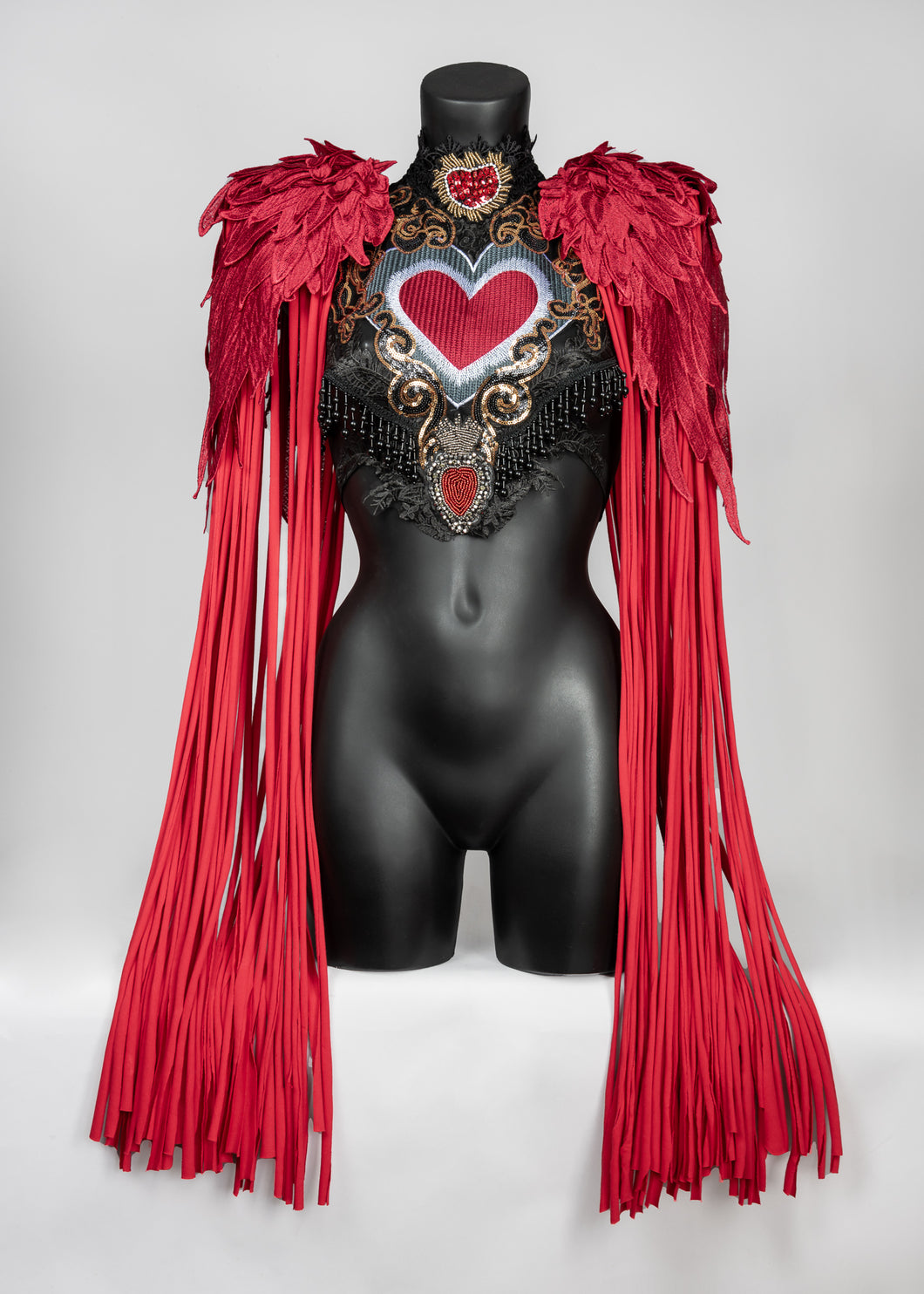 Sacred Heart - Sequin Lace Harness & Fringed Epaulettes