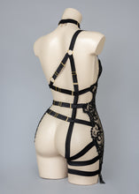 Load image into Gallery viewer, VIDA - One Shoulder Black Lace Bodycage & Choker