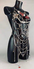 Carica l'immagine nel visualizzatore di Gallery, MYTHOS - OOAK 40" Silver Heart Bodychain Harness