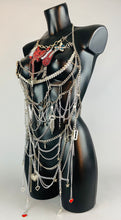 Carica l'immagine nel visualizzatore di Gallery, MYTHOS - OOAK 40" Silver Heart Bodychain Harness