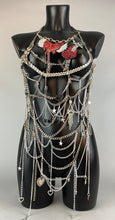 Carica l'immagine nel visualizzatore di Gallery, MYTHOS - OOAK 40" Silver Heart Bodychain Harness