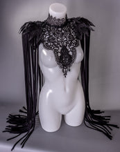 Load image into Gallery viewer, BLACK MASS - 3 Piece Gothic Couture Lace Fringed Shoulder Harness