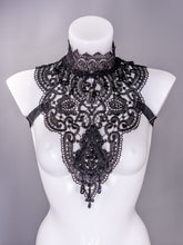 Load image into Gallery viewer, BLACK MASS - 3 Piece Gothic Couture Lace Fringed Shoulder Harness