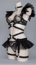Load image into Gallery viewer, EX IDOLO - Black Frilled Harness Top &amp; Cupid Choker
