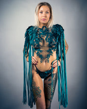Load image into Gallery viewer, TEMPTATION - Teal Lace Harness & Fringed Epaulettes