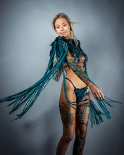 Load image into Gallery viewer, TEMPTATION - Teal Lace Harness & Fringed Epaulettes