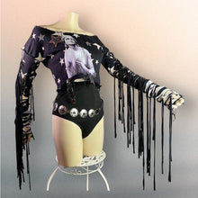 Cargar imagen en el visor de la galería, TEAR YOU APART - Slashed Sleeve Tassel Punk Top UK 8-10/ US 4-6
