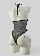 Load image into Gallery viewer, TEMPLE - Fishnet Bodysuit with Star Charm Hip Chains
