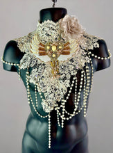 Cargar imagen en el visor de la galería, MERCY - Vintage Neo Victorian Lace &amp; Pearl Collar
