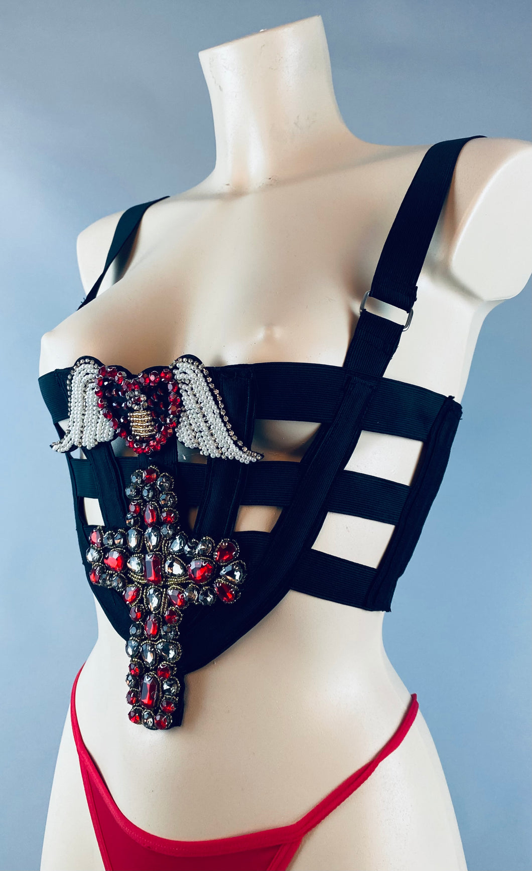 DARK TEMPLE - Crystal Cage Shelf Corset U.K. 8-12/US 4-8