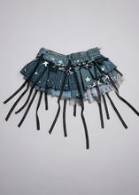 画像をギャラリービューアに読み込む, WANDERING STAR - UK 6/US 2 Reworked Denim Mini Skirt #008
