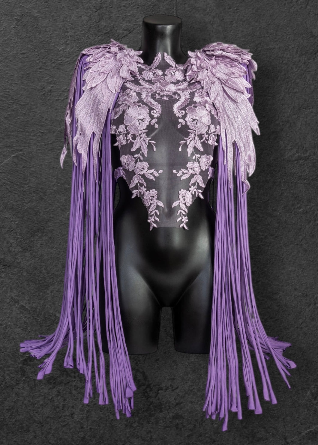 BLUEBERRY MILKSHAKE - Lilac Lace harness & Fringed Epaulettes set