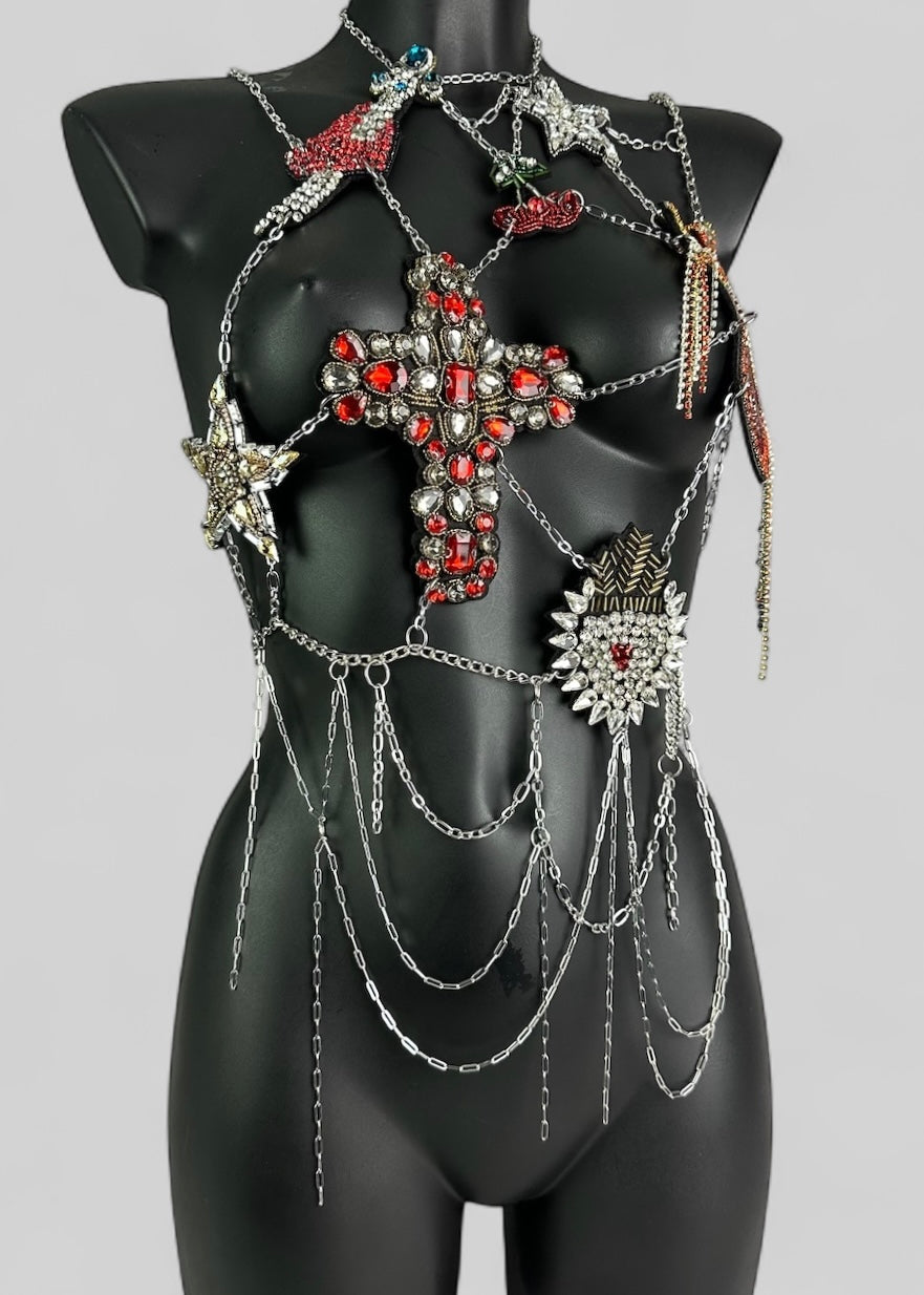 IMERA - OOAK* Crystal Bodychain Top