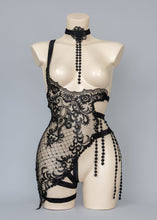 Load image into Gallery viewer, VIDA *Ready to Ship* One Shoulder Black Lace Bodycage UK 10-12/US 6-8/EU 38-40
