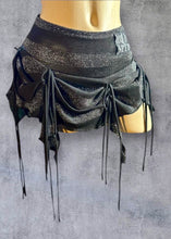 Load image into Gallery viewer, DARIA - *Ready to Ship* Black &amp; Silver Lurex Hitch Hanky Skirt UK 6/US 2

