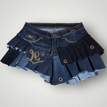 Load image into Gallery viewer, HENLEY’S - Reworked Y2K Denim Mini Skirt UK 14
