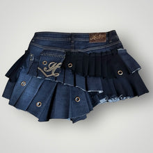 Load image into Gallery viewer, HENLEY’S - Reworked Y2K Denim Mini Skirt UK 14
