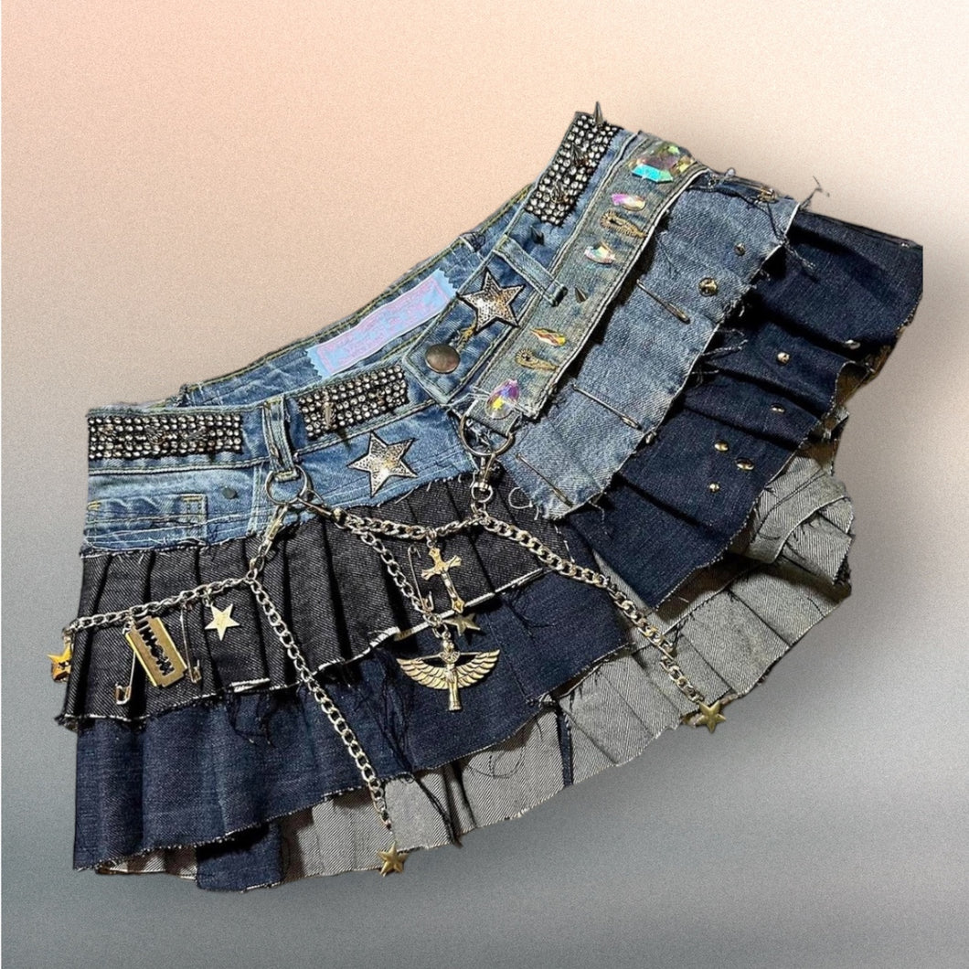 WANDERING STAR - Reworked Denim Punk Cargo Mini U.K. 6/ US 2