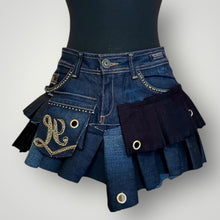 Load image into Gallery viewer, HENLEY’S - Reworked Y2K Denim Mini Skirt UK 14
