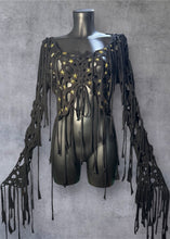 Cargar imagen en el visor de la galería, KATYA - *Ready to Ship!* Tattered Black Reworked Gothic Top UK 12/US 8
