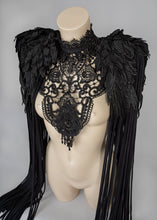 Cargar imagen en el visor de la galería, BLACK MASS - 3 Piece Gothic Couture Lace Fringed Shoulder Harness
