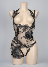 Load image into Gallery viewer, BLACK DRAGON - Beaded Mesh Bodycage
