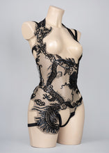 Load image into Gallery viewer, BLACK DRAGON - Beaded Mesh Bodycage
