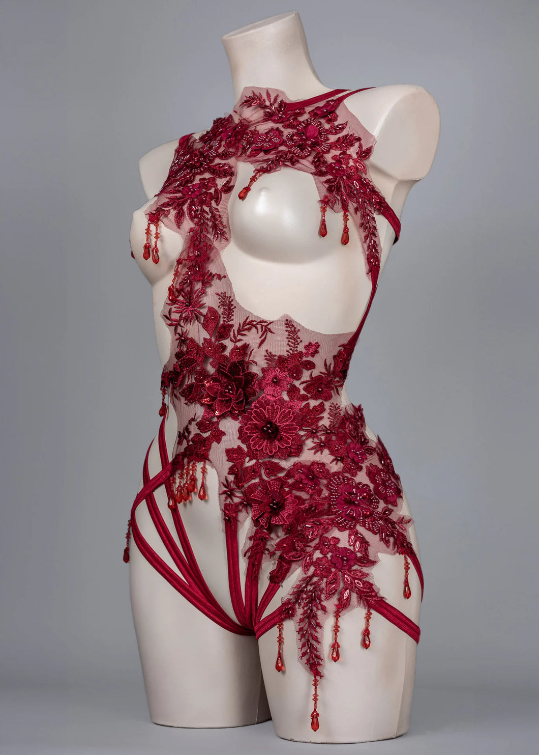 *RTS BLOOD COUNTESS - Red Vamp Beaded Bodycage UK 8-10/US 4-6