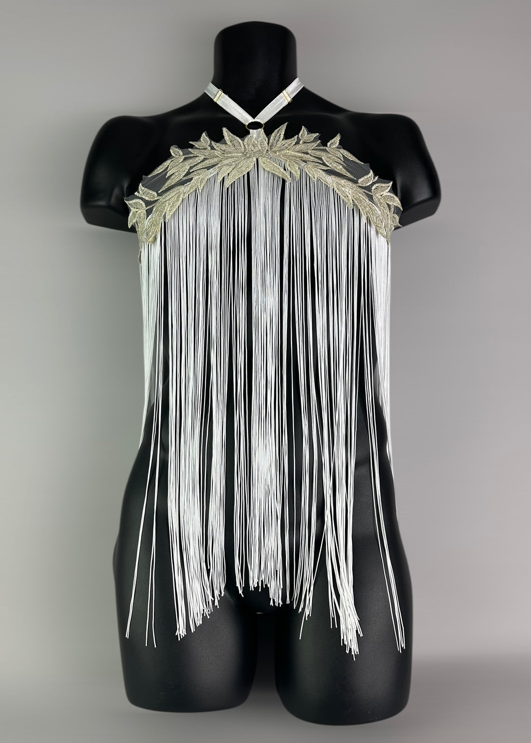 DAWNSTAR- Gold & White Fringe Top