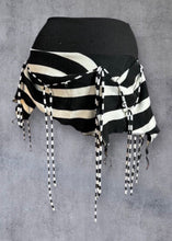 Load image into Gallery viewer, SASKIA - *Ready to Ship* Black &amp; White Stripe Hanky Mini Skirt UK 8-10/US 4-6
