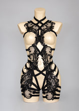 Cargar imagen en el visor de la galería, DANGER IN THE DISCO - Black Sequin Lace Bodycage &amp; Wing Epaulettes
