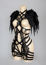 Cargar imagen en el visor de la galería, DANGER IN THE DISCO - Black Sequin Lace Bodycage &amp; Wing Epaulettes
