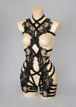 Cargar imagen en el visor de la galería, DANGER IN THE DISCO - Black Sequin Lace Bodycage &amp; Wing Epaulettes
