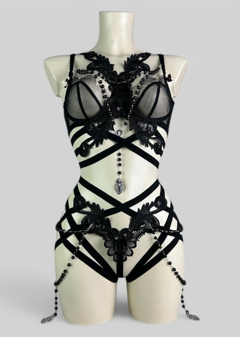 ZANZIBAR BLACK - Lace Set with Clip On Beads