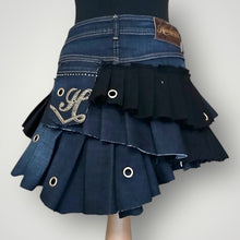 Load image into Gallery viewer, HENLEY’S - Reworked Y2K Denim Mini Skirt UK 14
