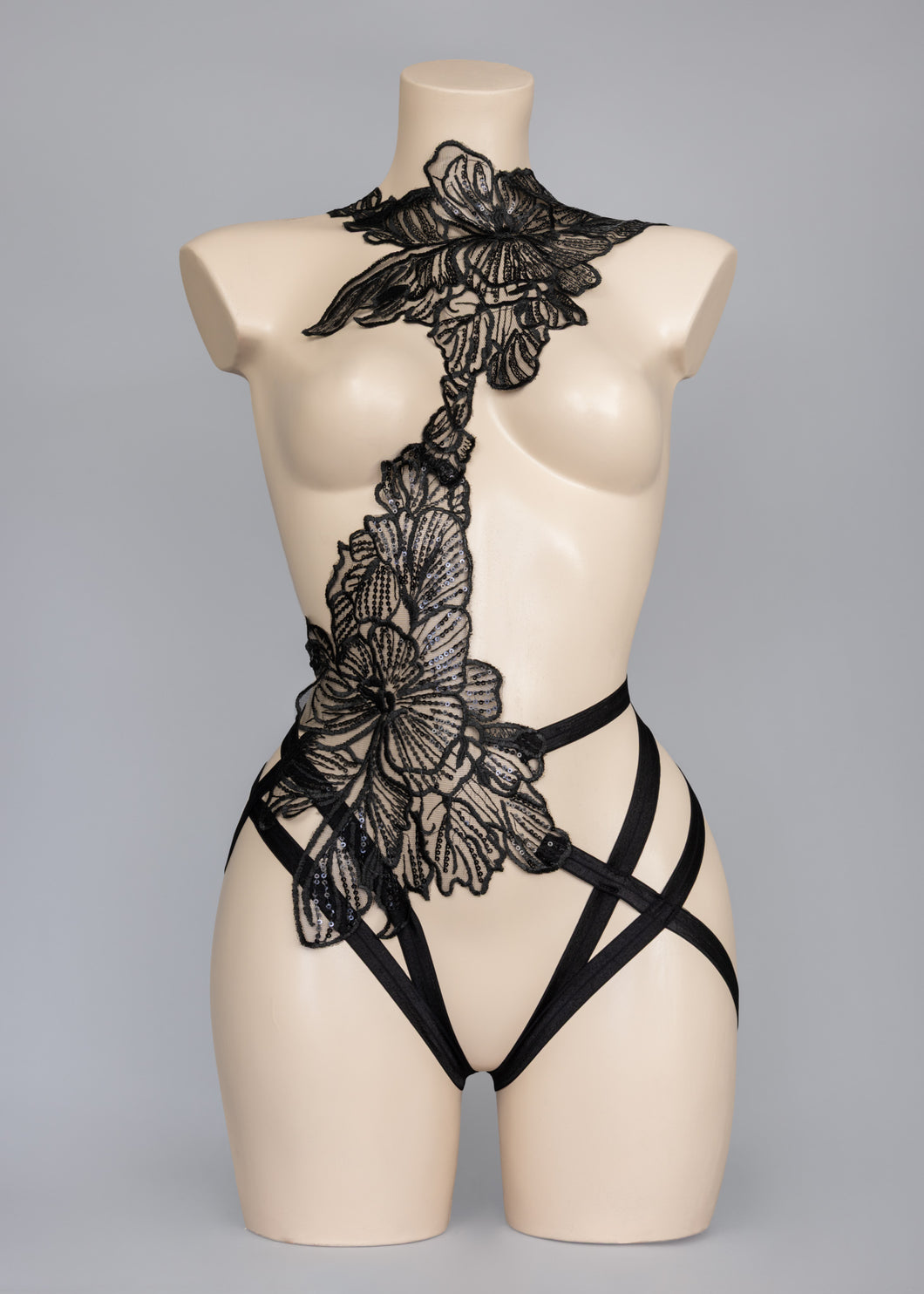 GHOST DANCE - Black Sequin Mesh Bodycage