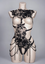 Load image into Gallery viewer, I WANNA B EVIL - Black Lace and Dripping Bead Bodycage
