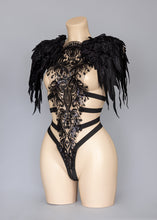 Load image into Gallery viewer, MIDNIGHT FOREST - Sequin Lace Bodycage &amp; Angel Wings
