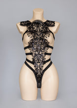 Load image into Gallery viewer, MIDNIGHT FOREST - Sequin Lace Bodycage &amp; Angel Wings
