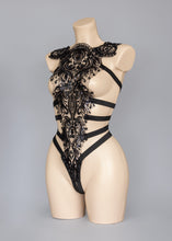 Load image into Gallery viewer, MIDNIGHT FOREST - Sequin Lace Bodycage &amp; Angel Wings
