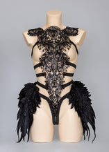 Load image into Gallery viewer, MIDNIGHT FOREST - Sequin Lace Bodycage &amp; Angel Wings
