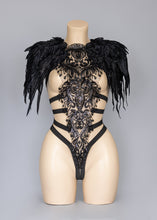 Load image into Gallery viewer, MIDNIGHT FOREST - Sequin Lace Bodycage &amp; Angel Wings
