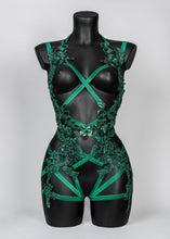 Load image into Gallery viewer, POISON IVY - Green Sequin Lace bodycage
